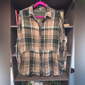 Free People Olive Green Textured Top